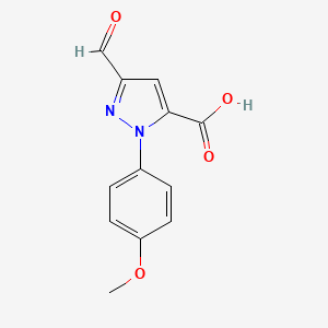 molecular formula C12H10N2O4 B8601102 3-formyl-1-(4-methoxyphenyl)-1H-pyrazole-5-carboxylic acid 
