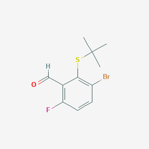 molecular formula C11H12BrFOS B8601110 3-Bromo-2-(tert-butylsulfanyl)-6-fluorobenzaldehyde 