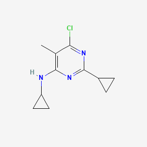 molecular formula C11H14ClN3 B8601297 6-chloro-N,2-dicyclopropyl-5-methyl-4-pyrimidinamine 
