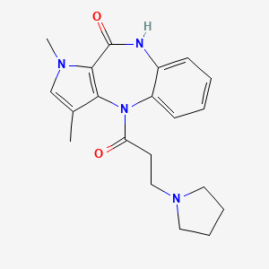 molecular formula C20H24N4O2 B8601365 1,3-Dimethyl-4-(3-pyrrolidinopropionyl)-1,4,9,10-benzodiazepin-10(1H)-one CAS No. 83622-02-0