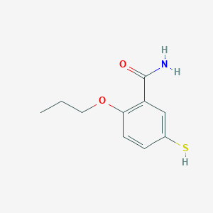molecular formula C10H13NO2S B8601466 2-Propoxy-5-sulfanylbenzamide CAS No. 61627-17-6