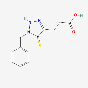 molecular formula C12H13N3O2S B8601530 3-(1-Benzyl-5-sulfanylidene-2,5-dihydro-1H-1,2,3-triazol-4-yl)propanoic acid CAS No. 61336-32-1