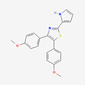 molecular formula C21H18N2O2S B8601683 Thiazole, 4,5-bis(4-methoxyphenyl)-2-(1H-pyrrol-2-yl)- CAS No. 101001-71-2