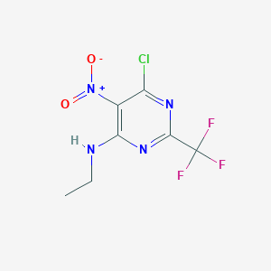 molecular formula C7H6ClF3N4O2 B8601731 6-Chloro-N-ethyl-5-nitro-2-(trifluoromethyl)pyrimidin-4-amine CAS No. 53039-37-5