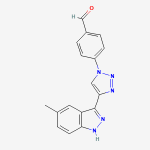 molecular formula C17H13N5O B8601772 4-[4-(5-methyl-1H-indazol-3-yl)-1H-1,2,3-triazol-1-yl]benzaldehyde 