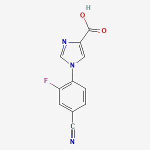 molecular formula C11H6FN3O2 B8601896 1-(4-Cyano-2-fluorophenyl)-1H-imidazole-4-carboxylic acid 