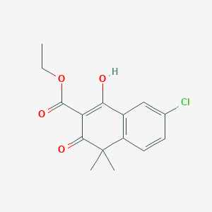 molecular formula C15H15ClO4 B8602185 Ethyl 6-chloro-4-hydroxy-1,1-dimethyl-2-oxo-naphthalene-3-carboxylate 