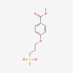 molecular formula C12H16O5S B8602209 4-(3-Methanesulfonyl-propoxy)-benzoic acid methyl ester 