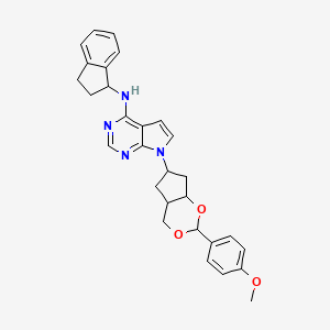 molecular formula C29H30N4O3 B8602353 N-(2,3-dihydro-1H-inden-1-yl)-7-[2-(4-methoxyphenyl)-4,4a,5,6,7,7a-hexahydrocyclopenta[d][1,3]dioxin-6-yl]pyrrolo[2,3-d]pyrimidin-4-amine 