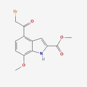 molecular formula C13H12BrNO4 B8602459 Methyl 4-(bromoacetyl)-7-methoxy-1H-indole-2-carboxylate CAS No. 84638-96-0