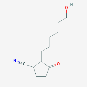 molecular formula C12H19NO2 B8602467 2-(6-Hydroxyhexyl)-3-oxocyclopentane-1-carbonitrile CAS No. 53082-24-9