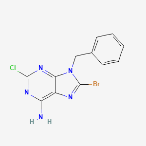 molecular formula C12H9BrClN5 B8602488 9-benzyl-8-bromo-2-chloro-9H-purin-6-amine 