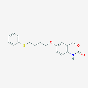 molecular formula C18H19NO3S B8602670 6-[4-(Phenylsulfanyl)butoxy]-1,4-dihydro-2H-3,1-benzoxazin-2-one CAS No. 89431-35-6