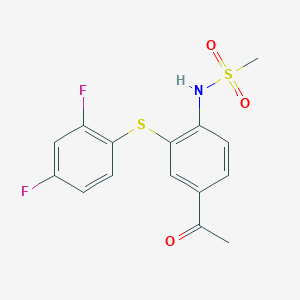 molecular formula C15H13F2NO3S2 B8602731 Methanesulfonamide, N-[4-acetyl-2-[(2,4-difluorophenyl)thio]phenyl]- CAS No. 119983-40-3