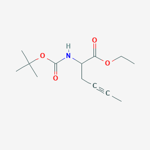 molecular formula C13H21NO4 B8602795 (+/-)-Ethyl 2-[(tert-butoxycarbonyl)amino]-4-hexynoate 