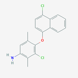 molecular formula C18H15Cl2NO B8602864 3-Chloro-4-[(4-chloronaphthalen-1-yl)oxy]-2,5-dimethylaniline CAS No. 90040-36-1