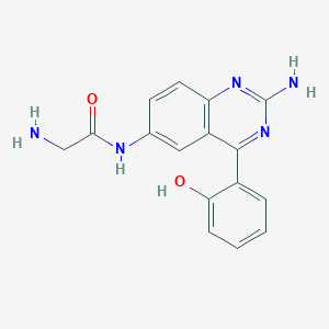 molecular formula C16H15N5O2 B8602891 2-Amino-6-aminomethylcarbonylamino-4-(2-hydroxyphenyl)quinazoline 