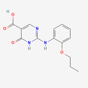 molecular formula C14H15N3O4 B8603185 1,6-Dihydro-2-(2-propoxyanilino)-6-oxo-5-pyrimidinecarboxylic acid CAS No. 98772-02-2