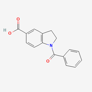 molecular formula C16H13NO3 B8603220 1-Benzoyl-2,3-dihydro-1H-indole-5-carboxylic acid 