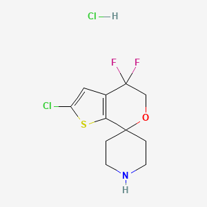 molecular formula C11H13Cl2F2NOS B8603279 2'-Chloro-4',4'-difluoro-4',5'-dihydrospiro[piperidine-4,7'-thieno[2,3-c]pyran] hydrochloride 