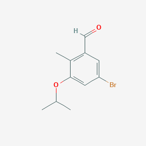 molecular formula C11H13BrO2 B8603385 5-Bromo-2-methyl-3-(propan-2-yloxy)benzaldehyde 