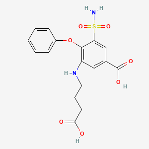 molecular formula C17H18N2O7S B8603635 3-[(3-Carboxypropyl)amino]-4-phenoxy-5-sulfamoylbenzoic acid CAS No. 57584-24-4