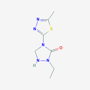 molecular formula C7H11N5OS B8604187 2-Ethyl-4-(5-methyl-1,3,4-thiadiazol-2-yl)-1,2,4-triazolidin-3-one CAS No. 57773-87-2