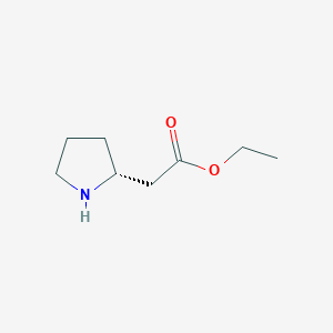 molecular formula C8H15NO2 B8604295 (R)-Ethyl 2-(pyrrolidin-2-yl)acetate 