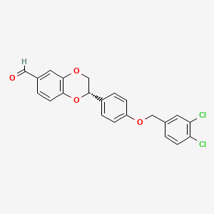 molecular formula C22H16Cl2O4 B8604387 (S)-2-(4-((3,4-dichlorobenzyl)oxy)phenyl)-2,3-dihydrobenzo[b][1,4]dioxine-6-carbaldehyde 
