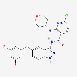 molecular formula C25H22ClF2N5O2 B8604583 6-chloro-N-[5-(3,5-difluorobenzyl)-1H-indazol-3-yl]-2-(tetrahydro-2H-pyran-4-ylamino)pyridine-3-carboxamide 