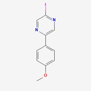 molecular formula C11H9IN2O B8604728 2-Iodo-5-(4-methoxyphenyl)pyrazine 