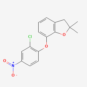 molecular formula C16H14ClNO4 B8605039 7-(2-Chloro-4-nitrophenoxy)-2,2-dimethyl-2,3-dihydro-1-benzofuran CAS No. 83054-76-6