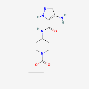 molecular formula C14H23N5O3 B8605048 tert-Butyl 4-(4-amino-1H-pyrazole-3-carboxamido)piperidine-1-carboxylate 