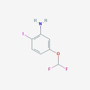 molecular formula C7H6F2INO B8605054 Benzenamine, 5-(difluoromethoxy)-2-iodo- 