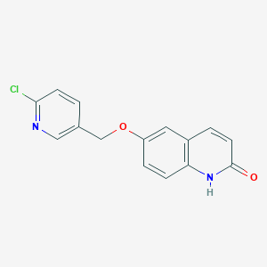 molecular formula C15H11ClN2O2 B8605275 6-((6-chloropyridin-3-yl)methoxy)quinolin-2(1H)-one 