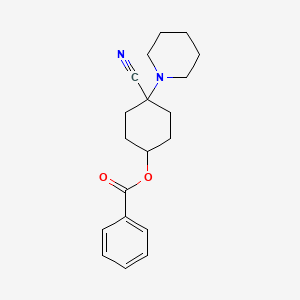 B8605386 4-Cyano-4-(piperidin-1-yl)cyclohexyl benzoate CAS No. 60756-85-6