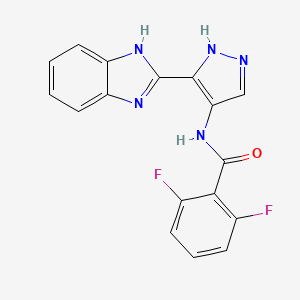 molecular formula C17H11F2N5O B8605392 N-[3-(1H-benzimidazol-2-yl)-1H-pyrazol-4-yl]-2,6-difluoro-benzamide CAS No. 825615-95-0