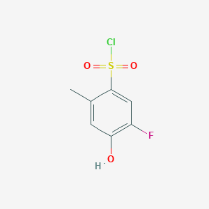molecular formula C7H6ClFO3S B8605526 5-fluoro-4-hydroxy-2-methylbenzenesulfonyl Chloride 