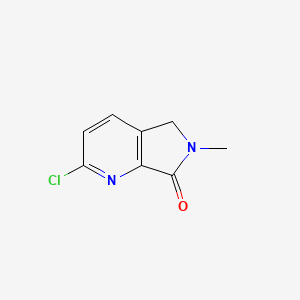 molecular formula C8H7ClN2O B8605560 2-Chloro-6-methyl-5,6-dihydro-7H-pyrrolo[3,4-b]pyridin-7-one 