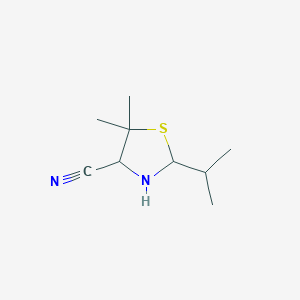 molecular formula C9H16N2S B8605767 2-Isopropyl-5,5-dimethylthiazolidine-4-carbonitrile CAS No. 13206-50-3
