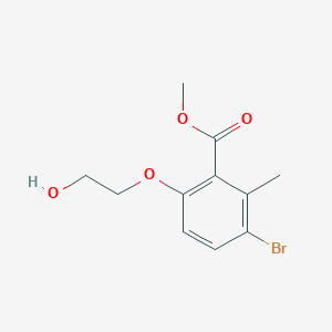molecular formula C11H13BrO4 B8605802 Methyl 3-bromo-6-(2-hydroxyethoxy)-2-methylbenzoate 