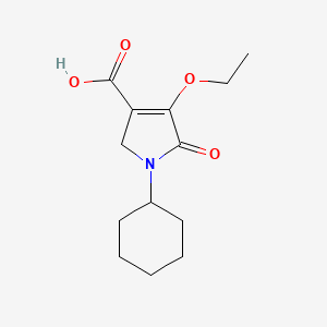 molecular formula C13H19NO4 B8605958 1-Cyclohexyl-4-ethoxy-5-oxo-2,5-dihydro-1H-pyrrole-3-carboxylic acid CAS No. 52555-23-4