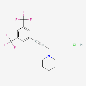 molecular formula C16H16ClF6N B8606079 1-[3-(3,5-Bistrifluoromethylphenyl)-2-propynyl]piperidine hydrochloride 