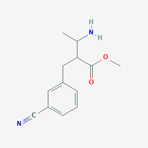 molecular formula C13H16N2O2 B8606213 Benzenepropanoic acid, a-(1-aminoethyl)-3-cyano-, methyl ester, [R-(R*,R*)]- 