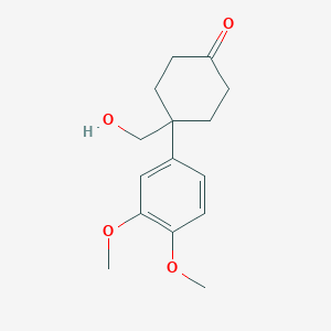 molecular formula C15H20O4 B8606345 4-(3,4-Dimethoxyphenyl)-4-(hydroxymethyl)cyclohexan-1-one CAS No. 61749-15-3
