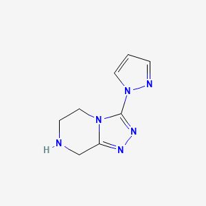 molecular formula C8H10N6 B8606391 3-(1H-Pyrazol-1-yl)-5,6,7,8-tetrahydro[1,2,4]triazolo[4,3-a]pyrazine 