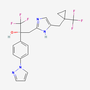 molecular formula C20H18F6N4O B8606485 (2R)-1,1,1-trifluoro-2-[4-(1H-pyrazol-1-yl)phenyl]-3-(4-{[1-(trifluoromethyl)cyclopropyl]methyl}-1H-imidazol-2-yl)propan-2-ol 