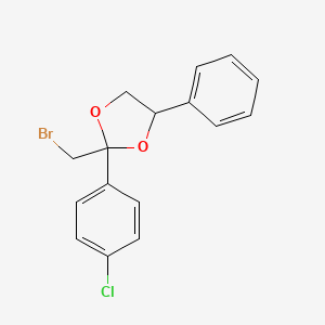 molecular formula C16H14BrClO2 B8606646 2-(Bromomethyl)-2-(4-chlorophenyl)-4-phenyl-1,3-dioxolane CAS No. 59362-65-1