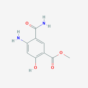 molecular formula C9H10N2O4 B8606863 Methyl 4-amino-5-carbamoyl-2-hydroxybenzoate 