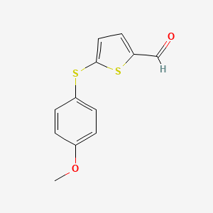 molecular formula C12H10O2S2 B8607318 2-(4-Methoxyphenylthio)-5-thiophenecarboxaldehyde 